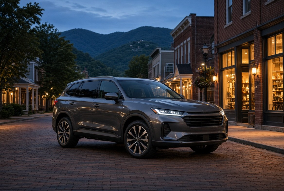 SUV on a Virginia town street